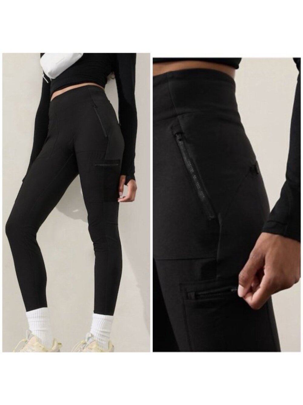 Athleta Black Headlands Hybrid Cargo Black Pants